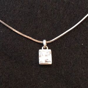 Necklace Silvertone Chain and Dazzling CZ pendant